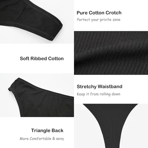 Vista 4 de Umiehary Bragas deportivas elásticas de algodón y nailon de cintura alta para mujer ropa interior transpirable talla regular y grande