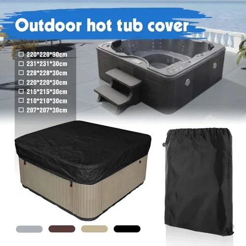 Vista 6 de Cubierta cuadrada para bañera de hidromasaje, resistente al agua, 210D, Oxford resistente a los rayos UV, protección contra la intemperie, para Negro