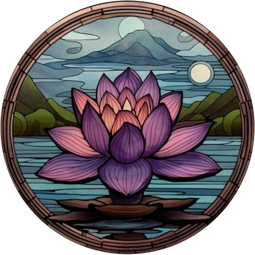 Vista 3 de PopSockets PopSockets PopGrip Intercambiable Floral Vitral Púrpura Abstracto Lotus Flower