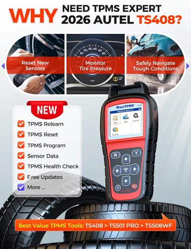 Vista 2 de Herramienta de programación Autel MaxiTPMS TS408 TPMS, reaprende activar todos los sensores 2026 Lifetime Updates as TS501 PRO TS508WF, Tire