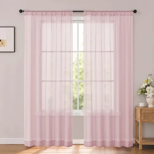 Vista 48 de OWENIE White Sheer Curtains 96 Inches Long 2 Panels for Living Room 52 Wide