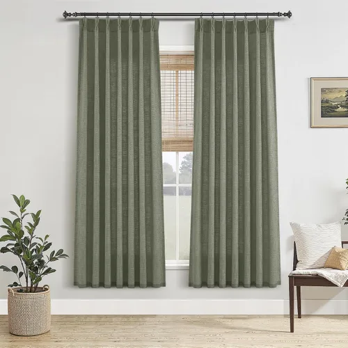 Vista 60 de Jowels Cortinas de lino plisadas naturales con memoria de 96 pulgadas