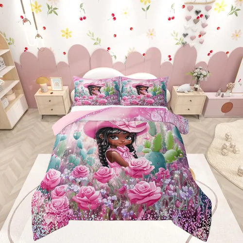 Vista 19 de Castle Fairy Juego de edredón de unicornio tamaño individual, reversible, lindo unicornio, arcoíris, caricatura, caballos, animales, para niños
