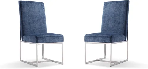 Vista 8 de Manhattan Comfort Element Modern - Juego de 1 sillas de comedor de terciopelo con espuma de alta densidad, marco de acero inoxidable con acabado