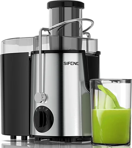 Vista 9 de SIFENE - Exprimidor centrífugo compacto, canal de 3 pulgadas de ancho, potencia máxima 800 W, gris 3-speed ingredient control, easy-clean
