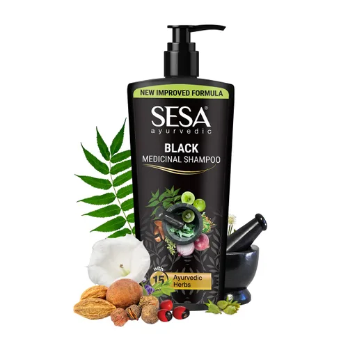 Vista 9 de Sesa Champú medicinal ayurvédico, Bhringraj y 16 hierbas raras, todo tipo de cabello, 6.8 fl oz, paquete de 1, sin parabenos