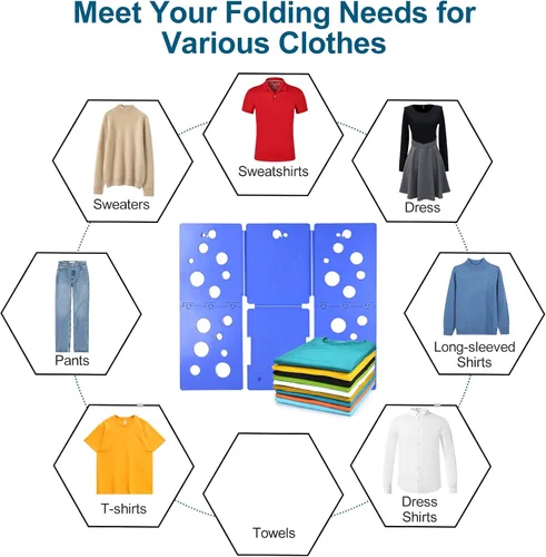 Vista 9 de BoxLegend V5 - Carpeta plegable para camisas, carpeta de ropa, fácil y rápido de plegar, asistente de lavandería para carpetas de lavandería Azul