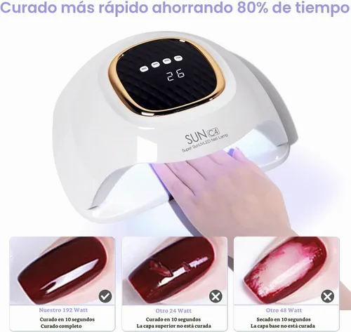 Vista 6 de MIRAGE LAYON Lámpara de Uñas UV - Secado Rápido, Potente y Eficiente, Lámpara LED de Uñas con 4 Ajustes de Tiempo y Sensor Automático Infrarrojo