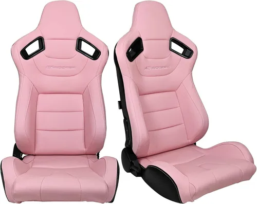 Vista 20 de FREEMOTOR802 Par de asientos reclinables universales para carreras, PU Rosa