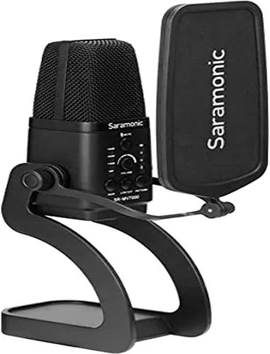 Vista 9 de Saramonic SmartMic MTV500 Micrófono de estudio USB de escritorio con diafragma grande de varios patrones con salida de auriculares