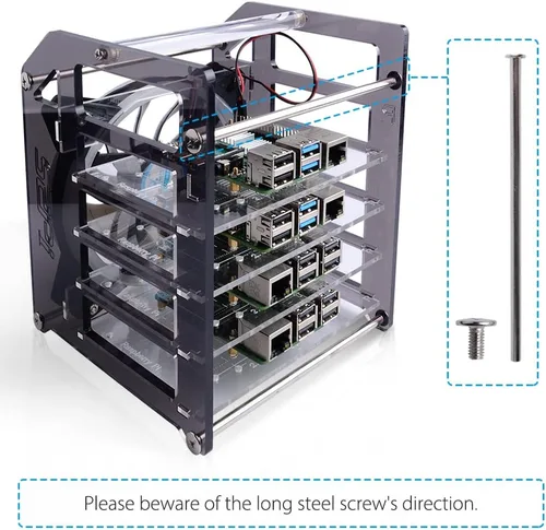 Vista 3 de GeeekPi Carcasa apilable para Raspberry Pi, Pi con ventilador de refrigeración 4.724 in RGB LED 5V ventilador para Raspberry Pi 4B/3B+/3B/2B/B+