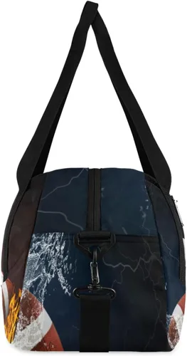 Vista 6 de Bolsa de lona personalizada para niños, fútbol americano de fuego, bolsa de gimnasio personalizada para adolescentes, niños y niñas, impermeable