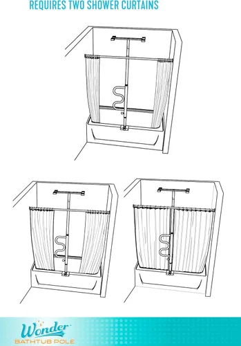 Vista 8 de Stander Wonder - Poste de bañera con barra de seguridad y barra de agarre curva, mango de ducha ajustable para bañeras, abrazadera en el riel