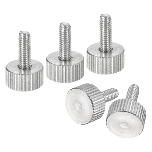 Vista 31 de uxcell M3x6mm Tornillos de pulgar moleteados, 5 piezas de acero inoxidable 304, cabeza plana moleteada, tornillos de pulgar roscados completamente