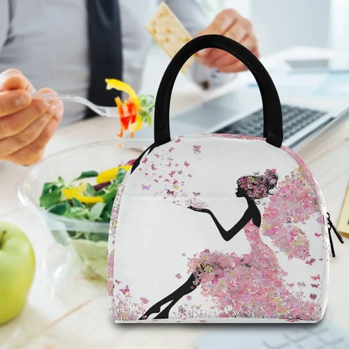 Vista 6 de Blueangle Lonchera con diseño de mariposa para mujer, bonita lonchera aislada con forro a prueba de fugas