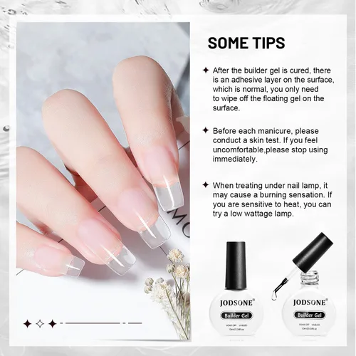 Vista 9 de JODSONE 2 unidades de gel constructor de 0.3 fl oz para uñas, gel constructor transparente para solución de engrosamiento de uñas, extensión
