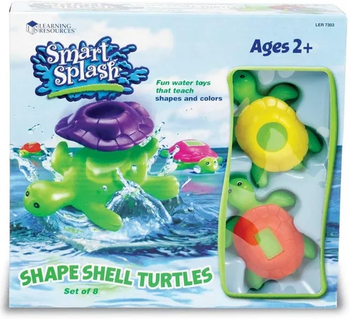 Vista 3 de Learning Resources Shape Shell Turtles, Learn Shapes, Juego de 8 juguetes de baño, a partir de 2 años