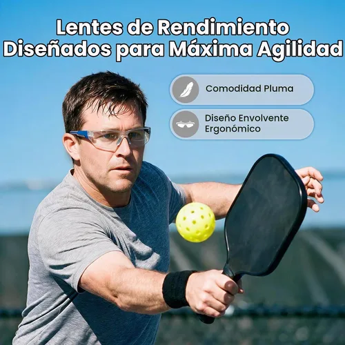 Vista 2 de Gafas de seguridad ligeras de pickleball para hombres y mujeres Negro