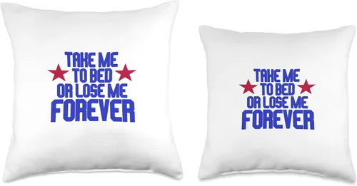 Vista 3 de Funny 90s Sayings Nostalgia Apparel Take Me to Bed Or Lose Me Forever - Almohada de 16 x 16 pulgadas, multicolor
