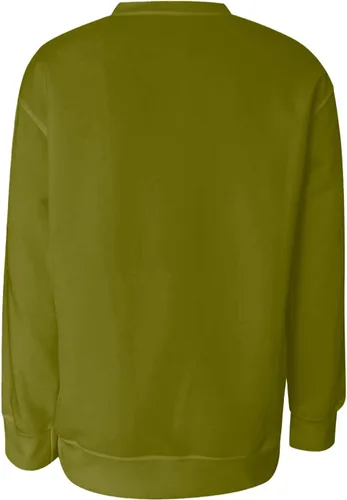 Vista 5 de Sudaderas para mujer, casuales, lindas camisas de manga larga con cuello redondo, ajuste relajado, color dopamina