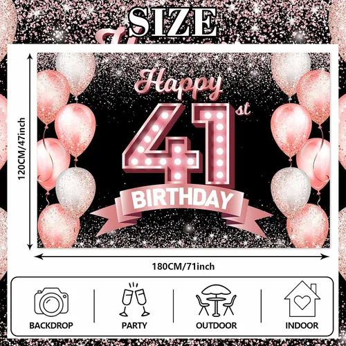 Vista 366 de Cartel de feliz cumpleaños décimo oro rosa, telón de fondo, saludos a 10 años, globos de confeti, decoración temática para niñas de 10 años