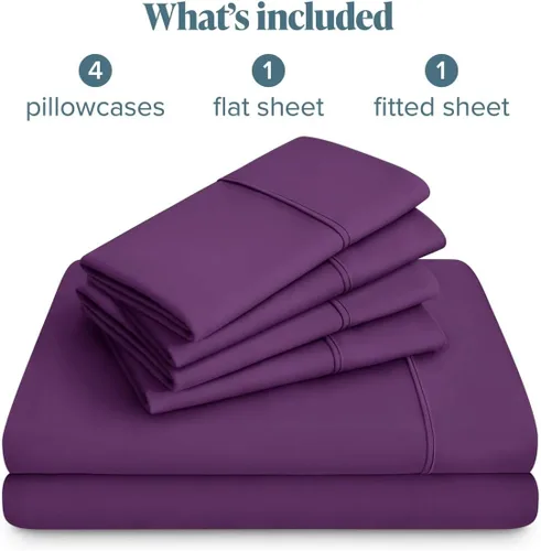 Vista 47 de Bare Home Sheet Set 1800 Ultra-Soft with 2 Pillowcases (Twin XL, Dark Blue)