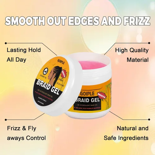 Vista 3 de Gel alisador de gran capacidad de 16 onzas con fijación fuerte para twist, locs, trenzas, bordes, cornrows - Sin residuos, controla el frizz, alto