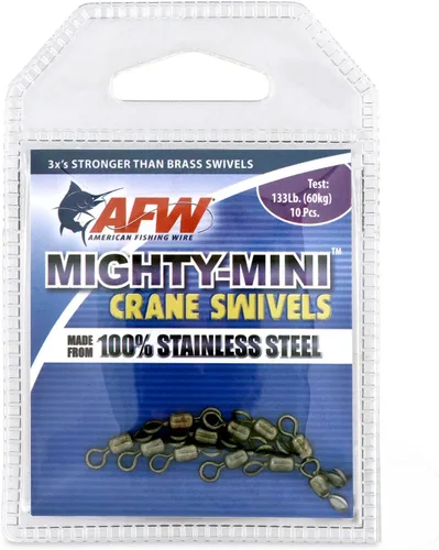Vista 5 de AFW American Fishing Wire Fishing Swivels - Mighty Mini 100% Stainless Steel Crane Swivels, 3X Stronger Than Brass, for Terminal Tackle Box, Up to