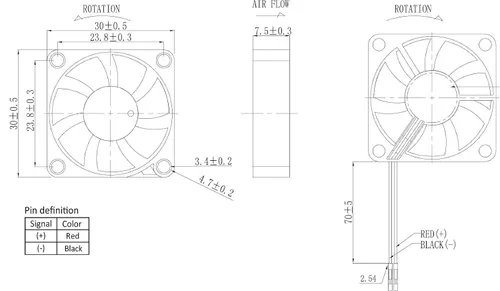 Vista 2 de Easycargo Ventilador Raspberry Pi de 1.181 x 1.181 x 0.276 in, ventilador de refrigeración Raspberry Pi sin escobillas 3.3 V 5 V CC Ventilador