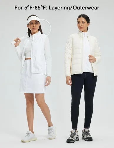Vista 5 de fit space Chaleco Softshell para mujer, atlético, cálido, sin mangas, con bolsillos con cremallera, ciclismo, correr, golf