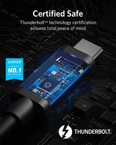 Vista 2 de Anker Cable USB C a USB C certificado Thunderbolt 4, pantalla 8K/4K/40Gbps compatible con USB4, Thunderbolt 4/3, para MacBook, iPhone 16
