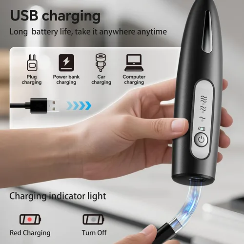 Vista 8 de Espumador de leche eléctrico, ajuste de tres velocidades, licuadora de mano inalámbrica recargable por USB con soporte adhesivo incluido, batidor