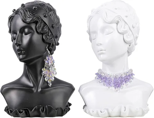 Vista 7 de Maniquí de busto de resina para collar, aretes, colgante, exhibición, soporte de joyería, organizador para decoración del hogar, accesorios