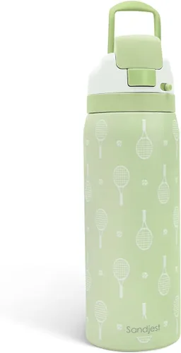 Vista 18 de Botella de agua aislada de acero inoxidable SANDJEST con pajita para deportes y viajes, la mejor tía de siempre, 946ml, regalos para mujeres, día