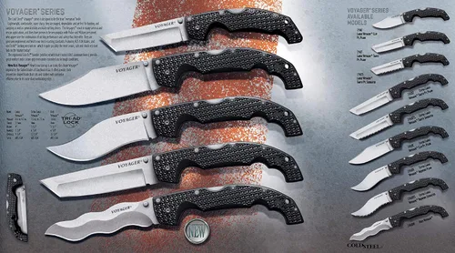 Vista 4 de Cold Steel Voyager Series - Cuchillo plegable con cierre de triple eje y clip de bolsillo, XL