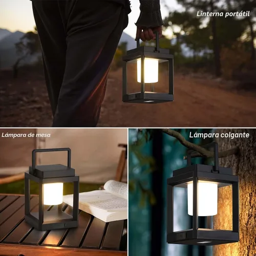 Vista 6 de Linterna Solar de Mesa para Exteriores: Luces LED Colgantes Portátiles - Luces Decorativas Impermeables para Patio y Camping