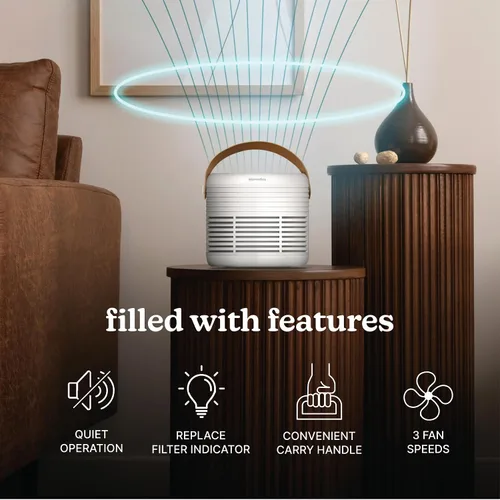 Vista 3 de Homedics Purificador de aire con filtro HEPA verdadero para habitaciones medianas de hasta 447 pies cuadrados, elimina el 99.97% de alérgenos