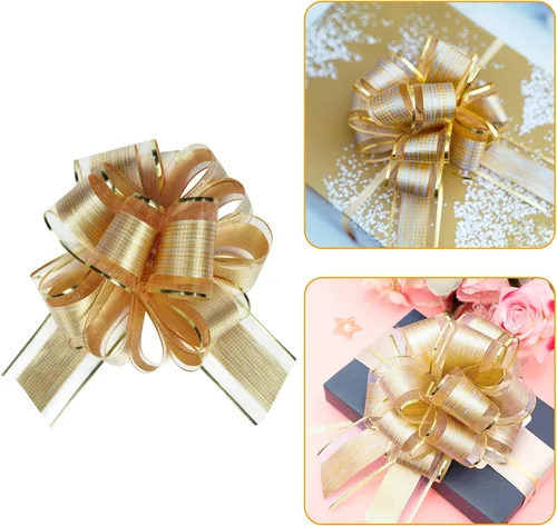 Vista 4 de Paquete de 12 lazos grandes de 6 pulgadas para envolver regalos, lazos de cinta para cestas de regalo de boda, lazos de envoltura de regalo