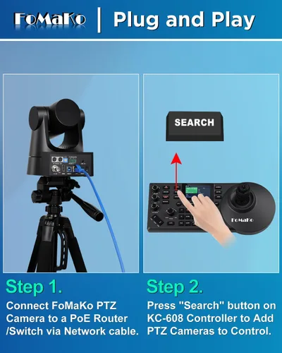 Vista 7 de FoMaKo Cámara PTZ, paquete de zoom óptico 30X, seguimiento automático AI Gen 3, cámara HDMI PoE, para adoración de la iglesia
