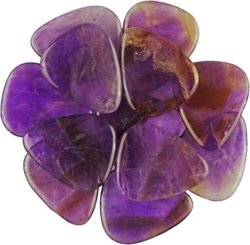 Vista 61 de Púa de Guitarra o Bajo de Piedra Amatista - Calibre Ultra Pesado de 3.0 mm - Forma 351 - Púa Exótica Artesanal de Gema Especial - 1 Paquete