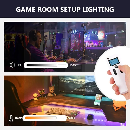 Vista 2 de Neewer Anillo de luz LED avanzado de 16 pulgadas compatible con control táctil manual con pantalla LCD, control remoto y múltiples luces