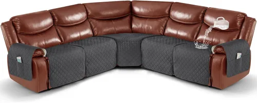 Vista 11 de Ruaozz Fundas de Sofá Seccional Reclinable Extra Grandes Impermeables Funda de Sofá para Sofá Reclinable en Forma de L de 5 Asientos Fundas de Sofá