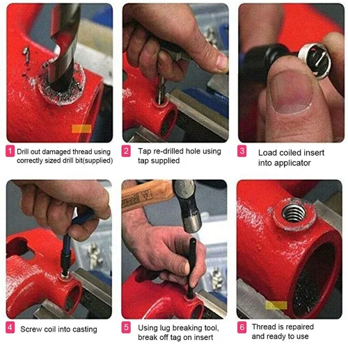Vista 3 de Ejoyous Kit de reparación de roscas, 25 piezas de insertos de reparación de roscas M7, instalación de roscas dañadas, kit de herramientas de roscas