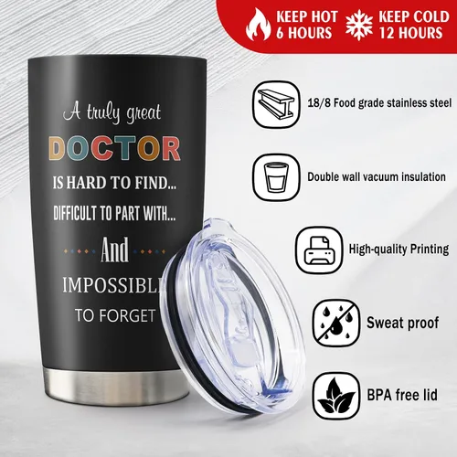 Vista 2 de Vaso de 20 onzas, regalo de agradecimiento al médico/graduación para hombres/mujeres, regalo de jubilación/día del médico para Dr./MD Cup 1 unidad