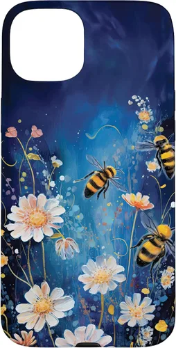 Vista 9 de Bees and Wildflowers on Dark Blue Case for iPhone 17