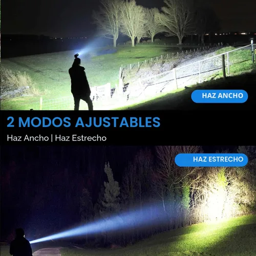 Vista 5 de Paquete de 3 linternas recargables de alto lúmenes, 990,000 lúmenes, linternas LED superbrillantes con enfoque ajustable, 5 modos, IPX7 impermeable