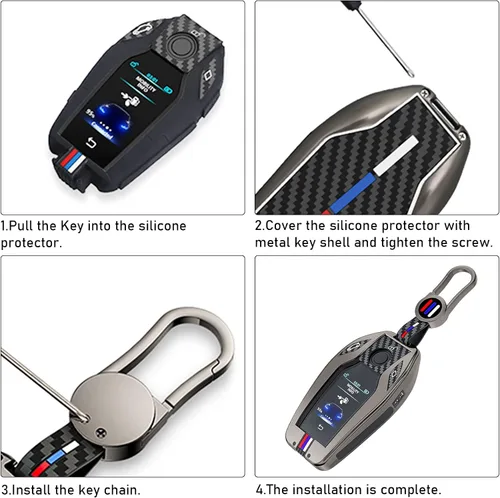 Vista 6 de Jaronx Compatible con funda para llavero BMW de 5 pies G30 G31/6 pies G32/7 pies G11 G12/X3 G01/X4 G02/X5 G05/X7 G07/i8, pantalla táctil digital