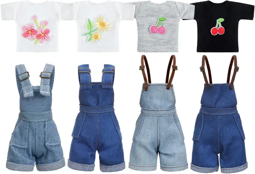 Vista 9 de Bencailor 8 piezas de ropa de muñeca de Navidad para muñecas de 11.5 pulgadas, accesorios de muñeca, suéteres, pantalones de mezclilla, ropa regular