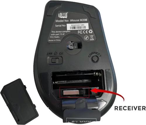 Vista 4 de Adesso iMouse M20B - Ratón óptico ergonómico inalámbrico, color negro