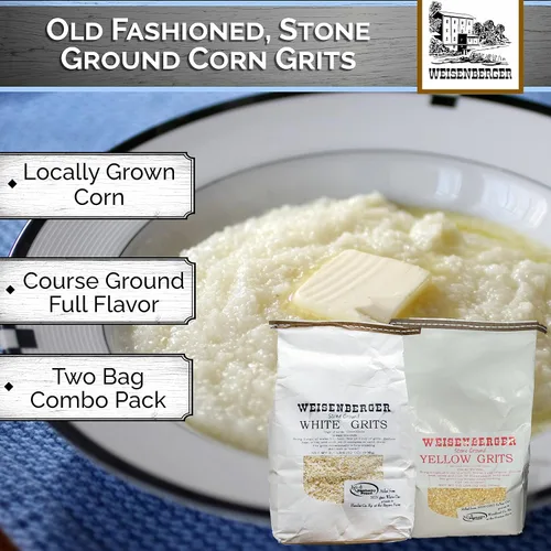 Vista 3 de Weisenberger Granos de maíz molidos en piedra, auténticos, antiguos, estilo sureño, producto orgulloso de Kentucky, tierra gruesa sin OMG, blanco